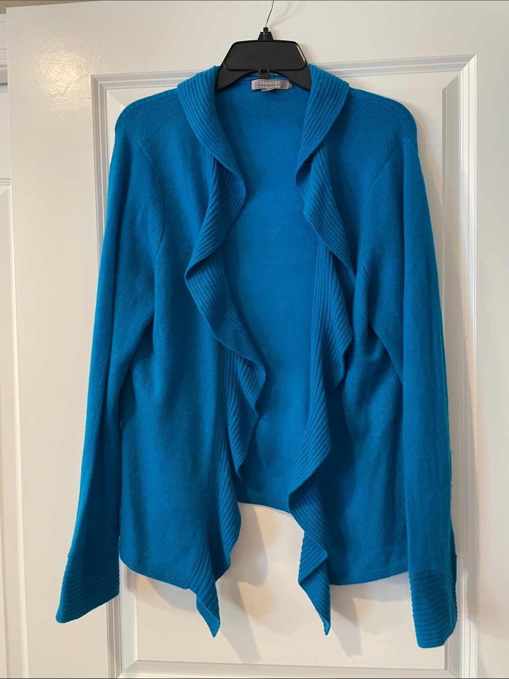 Charter Club Turquoise Ruffle-Front Open Cardigan